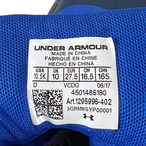 Under Armour PS Curry 4 Mid Boys Shoe Blue Navy Aqua Size 10.5K 1295996 402