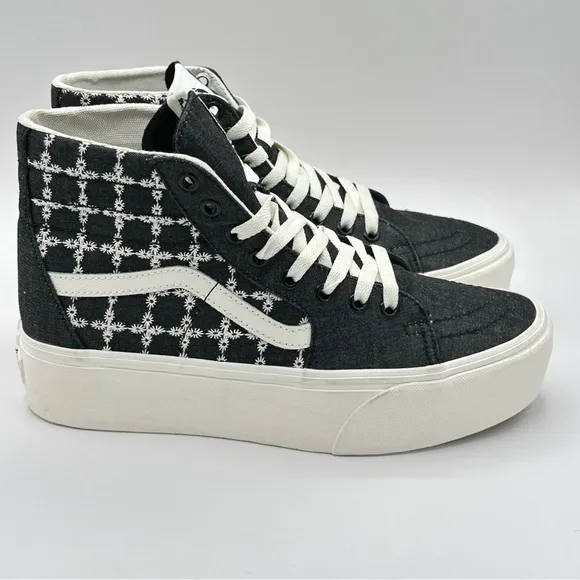 Unisex VANS Sk8-Hi Tapered Stackform Shoes Sz W9.5=M 8Denim Mix Black Platform