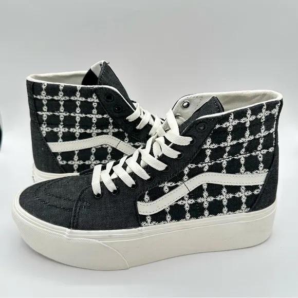 Unisex VANS Sk8-Hi Tapered Stackform Shoes Sz W9.5=M 8Denim Mix Black Platform