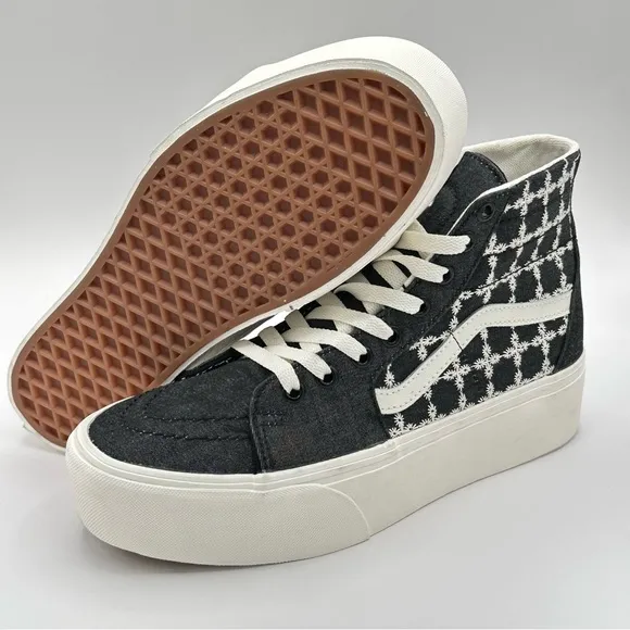 Unisex VANS Sk8-Hi Tapered Stackform Shoes Sz W9.5=M 8Denim Mix Black Platform