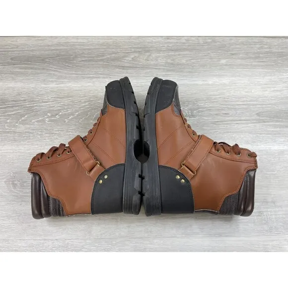 US Polo Assn. 216188F54 Men's 9.5 Brown Synthetic Leather Ankle Combat Snow Boot