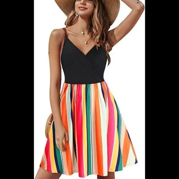 V Neck Summer Casual Wrap Floral/Solid Dresses  with Pockets