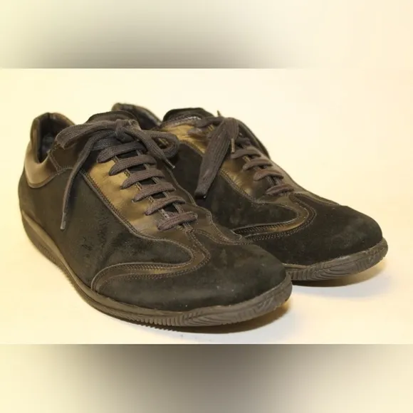 Valentino Garavani Mens Size 11.5 44.5 Black Suede Lace Up Casual Sneakers Shoes