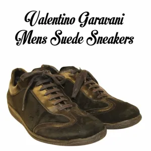 Valentino Garavani Mens Size 11.5 44.5 Black Suede Lace Up Casual Sneakers Shoes