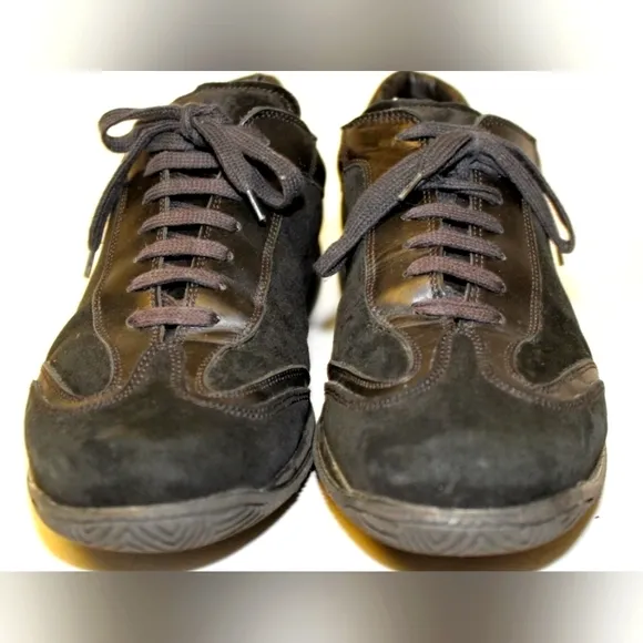 Valentino Garavani Mens Size 11.5 44.5 Black Suede Lace Up Casual Sneakers Shoes