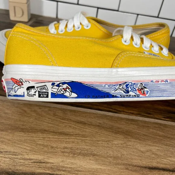 Vans Authentic 44 DX Anaheim Factory Mens Sz 7.5 Shoes Yellow Scene AW Sneakers