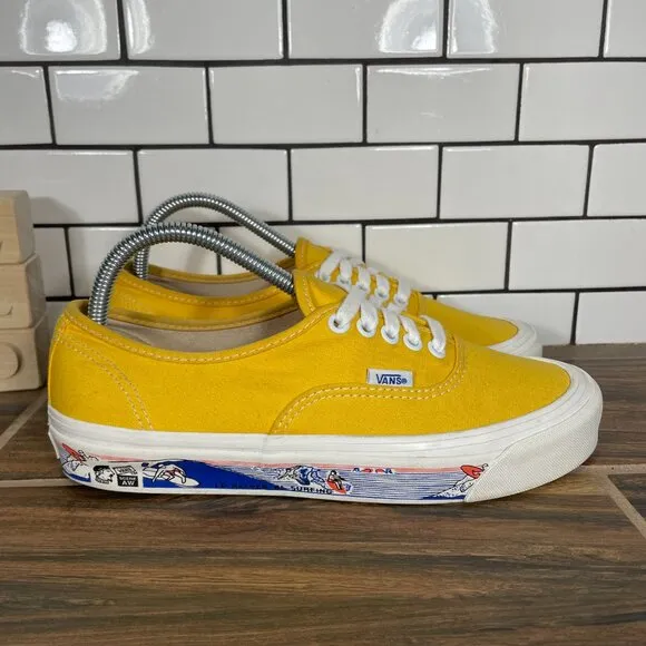 Vans Authentic 44 DX Anaheim Factory Mens Sz 7.5 Shoes Yellow Scene AW Sneakers