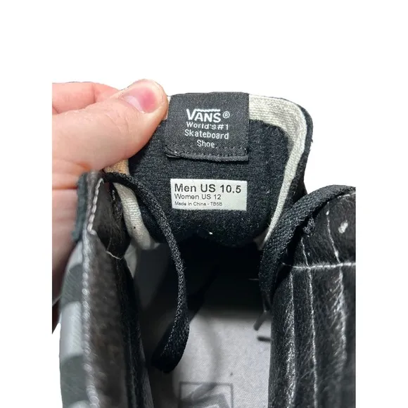 Vans Men Size 10.5 Women Size 12 Hi Skate Shoes Black Gray Checkerboard