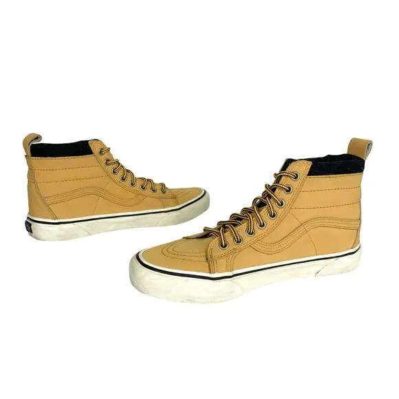 Vans Sk8-Hi MTE Sneaker Boots Honey Yellow Weather Resistant Leather 7.5 Men