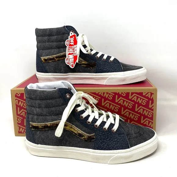 VANS Sk8-Hi Shoes High Top Gray Canvas Leather Women's Size Casual VN0A5JMJ1O7