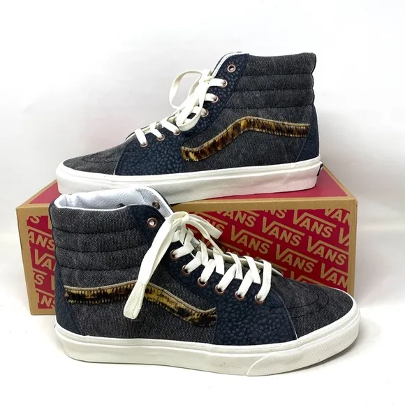 VANS Sk8-Hi Shoes High Top Gray Canvas Leather Women's Size Casual VN0A5JMJ1O7