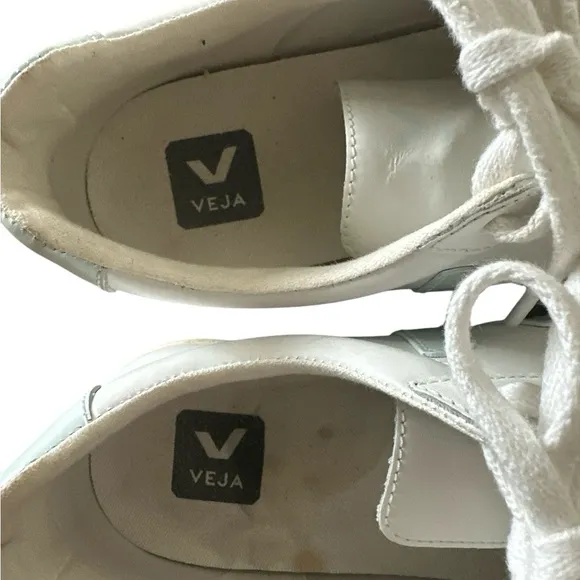 Veja Women's White Sneakers with Light Blue/Mint Size 8