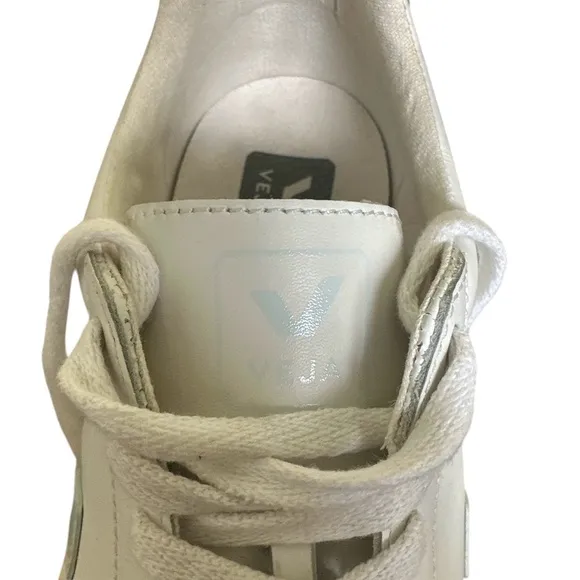 Veja Women's White Sneakers with Light Blue/Mint Size 8