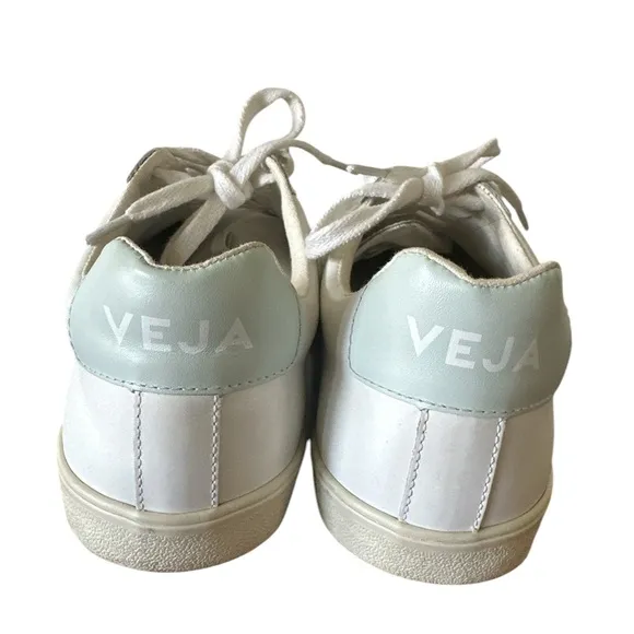 Veja Women's White Sneakers with Light Blue/Mint Size 8