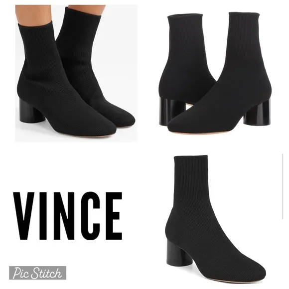 Vince Women's Tasha Round-Toe Mid-Heel Knit Booties