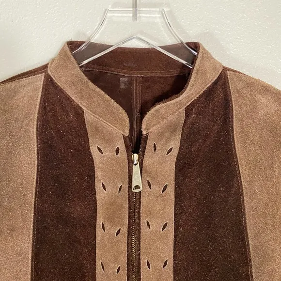 Vintage 1970's Suede Zipper Poncho Size Small