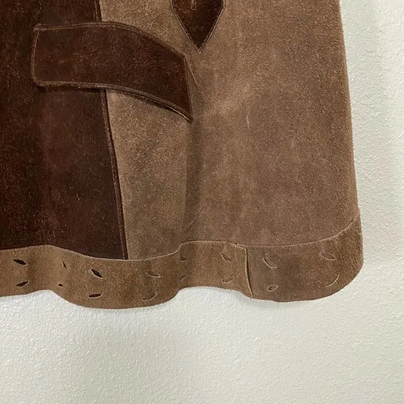 Vintage 1970's Suede Zipper Poncho Size Small