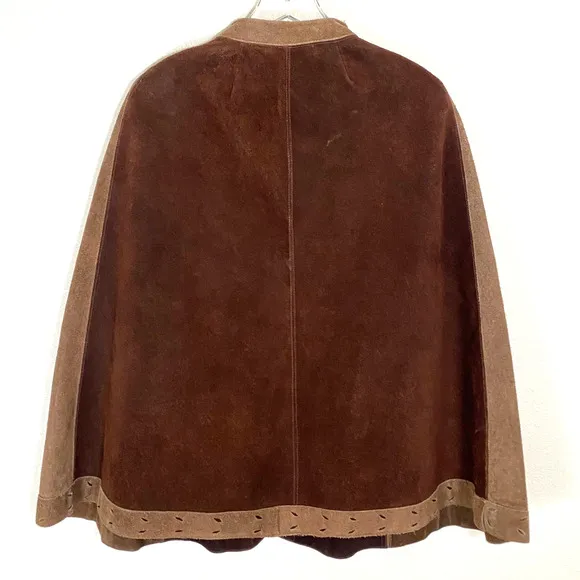 Vintage 1970's Suede Zipper Poncho Size Small