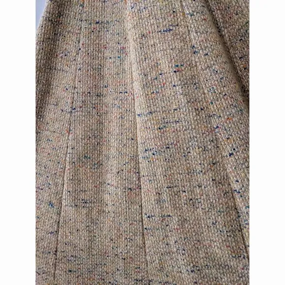 VINTAGE 50s 100% Wool Yellow Dotted Tweed Bouclé 3/4 Circle Swing Skirt Sz XS