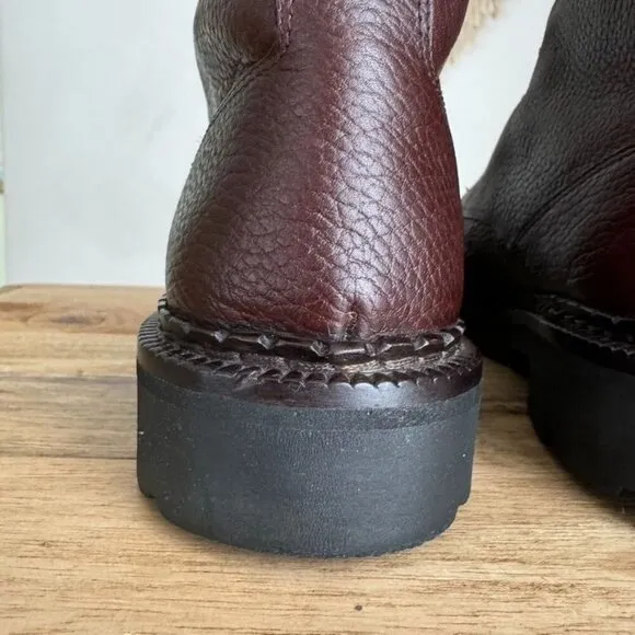 Vintage Cole Haan Brown Pebbled Genuine Leather Lace Up Moc Toe Combat Boots