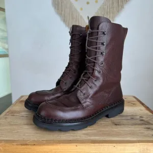 Vintage Cole Haan Brown Pebbled Genuine Leather Lace Up Moc Toe Combat Boots