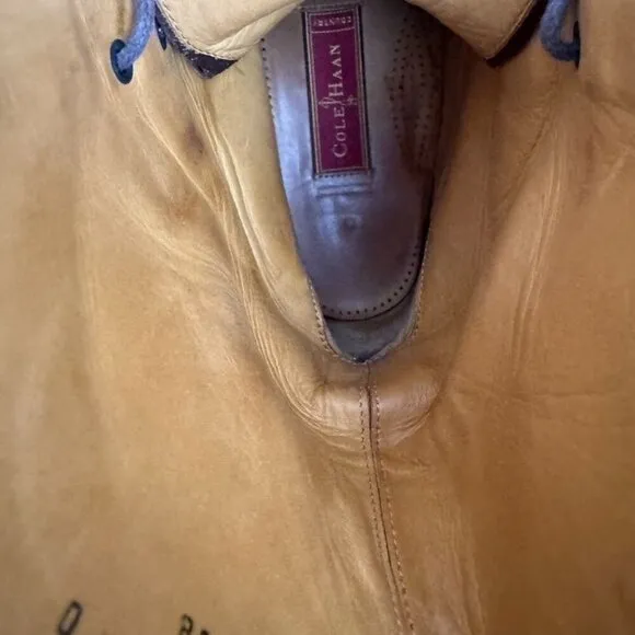 Vintage Cole Haan Brown Pebbled Genuine Leather Lace Up Moc Toe Combat Boots