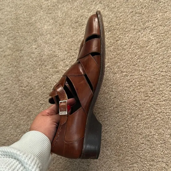 Vintage Cole Haan Women's Brown Leather Fisherman Sandal Shoe Size 9.5 AA