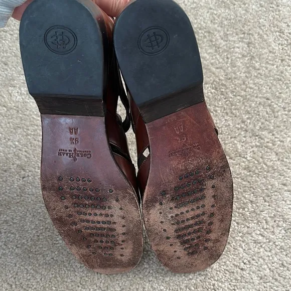 Vintage Cole Haan Women's Brown Leather Fisherman Sandal Shoe Size 9.5 AA