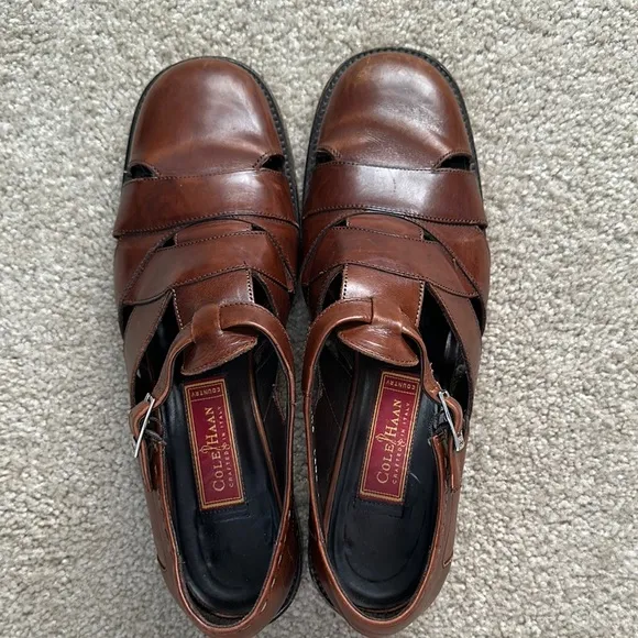 Vintage Cole Haan Women's Brown Leather Fisherman Sandal Shoe Size 9.5 AA