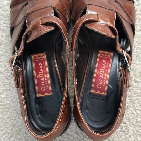 Vintage Cole Haan Women's Brown Leather Fisherman Sandal Shoe Size 9.5 AA