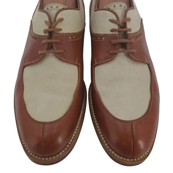 Vintage Gucci Spectator Men 9 Brown Beige Italy Derby Oxfords Dress Casual Shoes