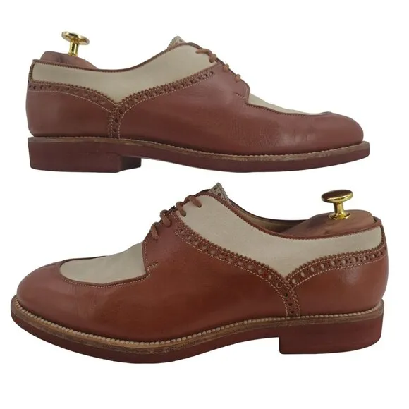 Vintage Gucci Spectator Men 9 Brown Beige Italy Derby Oxfords Dress Casual Shoes