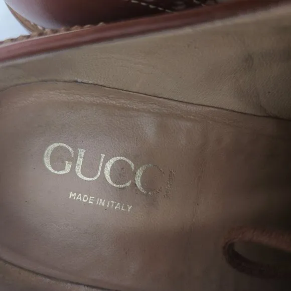Vintage Gucci Spectator Men 9 Brown Beige Italy Derby Oxfords Dress Casual Shoes