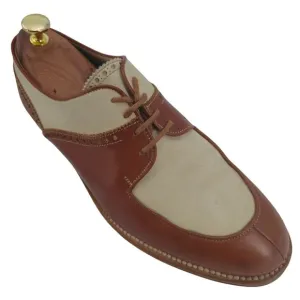 Vintage Gucci Spectator Men 9 Brown Beige Italy Derby Oxfords Dress Casual Shoes