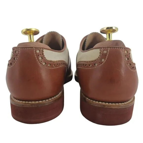 Vintage Gucci Spectator Men 9 Brown Beige Italy Derby Oxfords Dress Casual Shoes