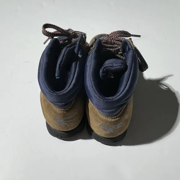 Vintage Hi-Tec Pecos Brown Blue Size 7 Lace Up Leather Hiking Shoes Boots