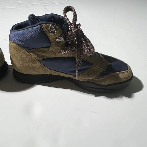 Vintage Hi-Tec Pecos Brown Blue Size 7 Lace Up Leather Hiking Shoes Boots