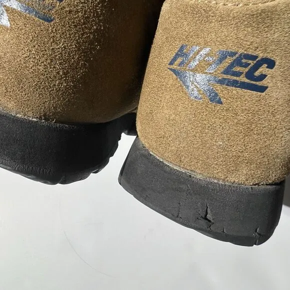 Vintage Hi-Tec Pecos Brown Blue Size 7 Lace Up Leather Hiking Shoes Boots
