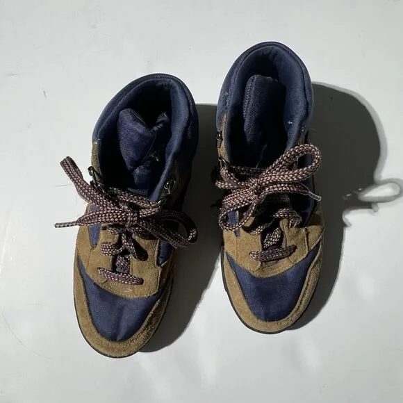 Vintage Hi-Tec Pecos Brown Blue Size 7 Lace Up Leather Hiking Shoes Boots