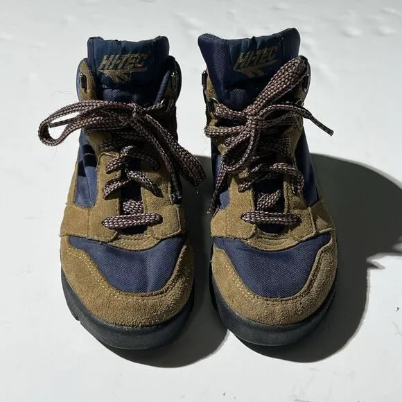 Vintage Hi-Tec Pecos Brown Blue Size 7 Lace Up Leather Hiking Shoes Boots
