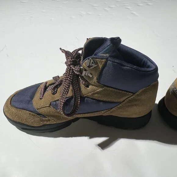 Vintage Hi-Tec Pecos Brown Blue Size 7 Lace Up Leather Hiking Shoes Boots