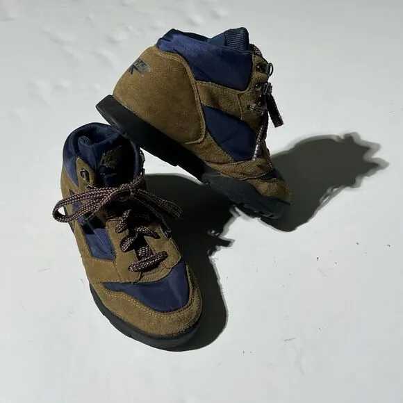 Vintage Hi-Tec Pecos Brown Blue Size 7 Lace Up Leather Hiking Shoes Boots