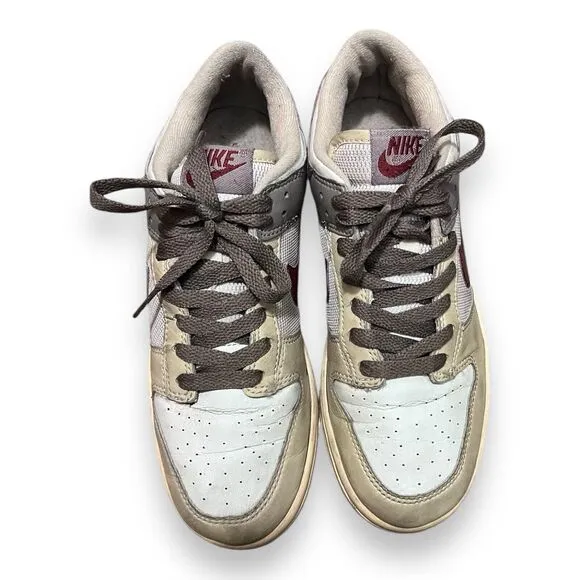 Vintage Nike Dunk Low Pro Light BONE Rough Red Sneaker Shoes Youth Size 5Y