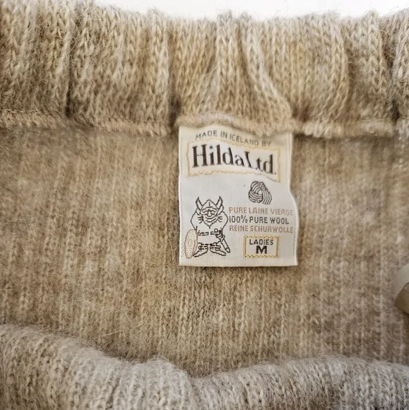 Vintage NWT Hilda Of Iceland Pure Wool Ribbed Straight Midi Skirt Oatmeal Tan M