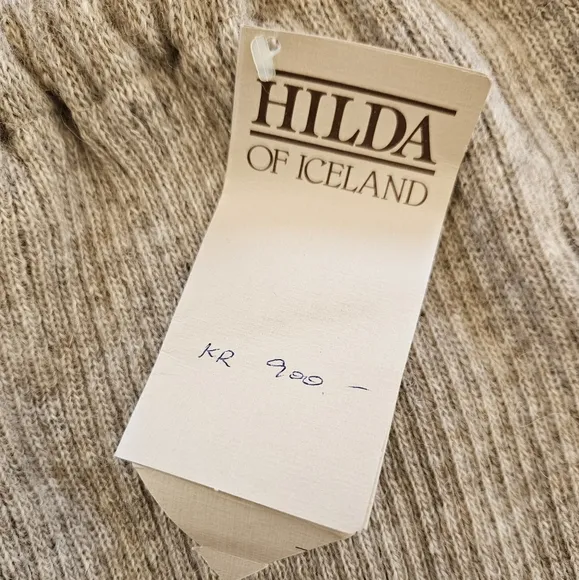 Vintage NWT Hilda Of Iceland Pure Wool Ribbed Straight Midi Skirt Oatmeal Tan M
