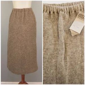 Vintage NWT Hilda Of Iceland Pure Wool Ribbed Straight Midi Skirt Oatmeal Tan M