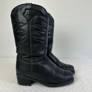 Vintage Pajar Genuine Sheep Wool Shearling Lining Black Leather Winter Cowboy 6