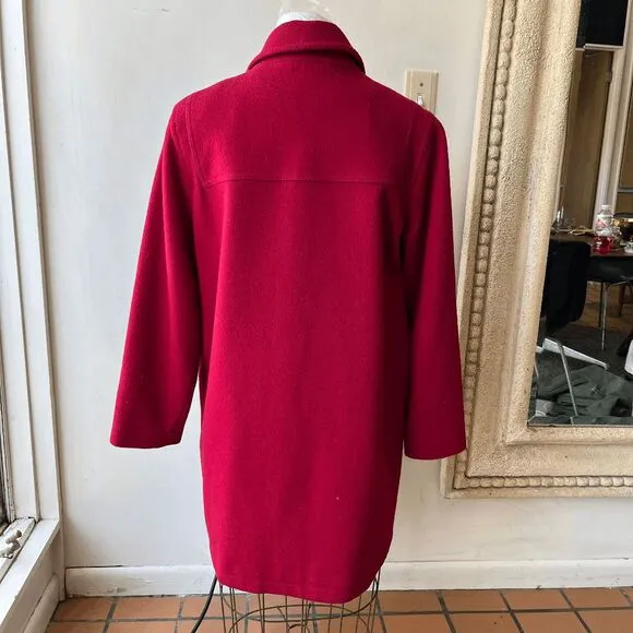 Vintage Talbots Red Wool Duffle Coat Toggle Closure Jacket Size 10