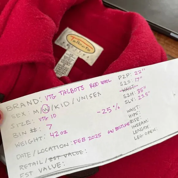 Vintage Talbots Red Wool Duffle Coat Toggle Closure Jacket Size 10
