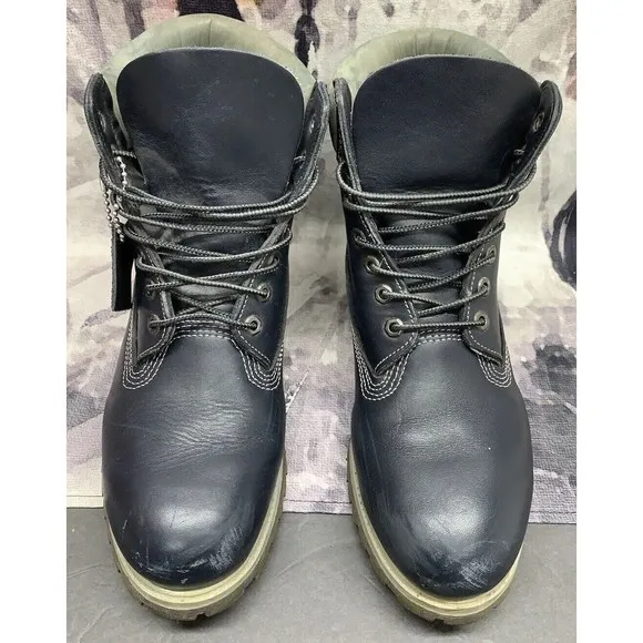 Vintage Timberland Boots Mens US 10.5 M Navy Blue Gray Fashion 15014 Made In USA
